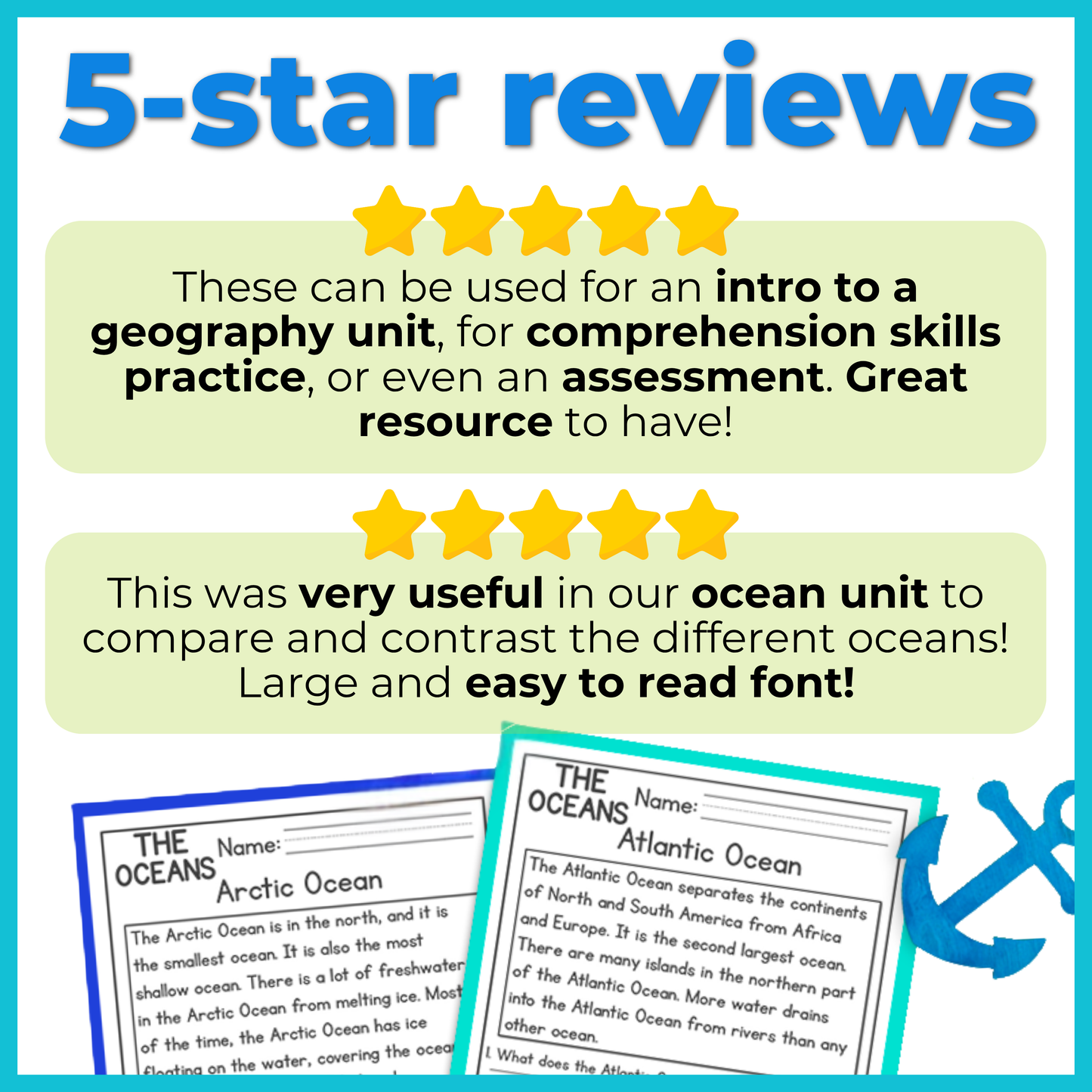 7 Continents & Oceans Reading Comprehension Passages + Questions