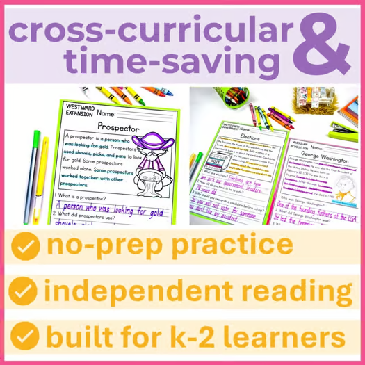 1st 2nd Grade Reading Comprehension Passages Social Studies+ Questions