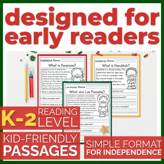 80+ December Holidays Reading Comprehension Passages + Questions
