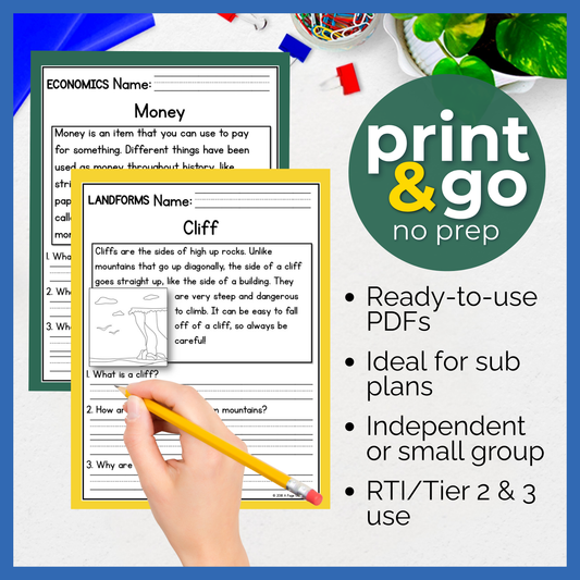 1st grade Reading Comprehension Passages + Questions