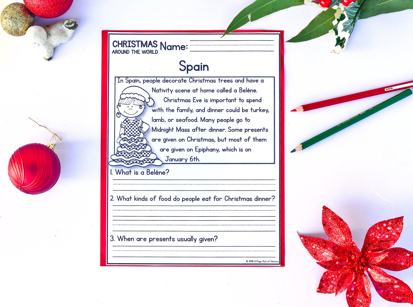 Christmas Around the World Reading Comprehension Passages + Questions