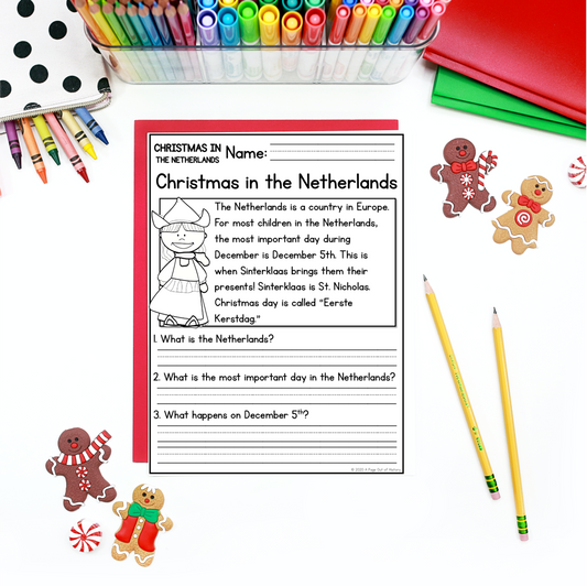 Christmas in the Netherlands Reading Comprehension + Questions