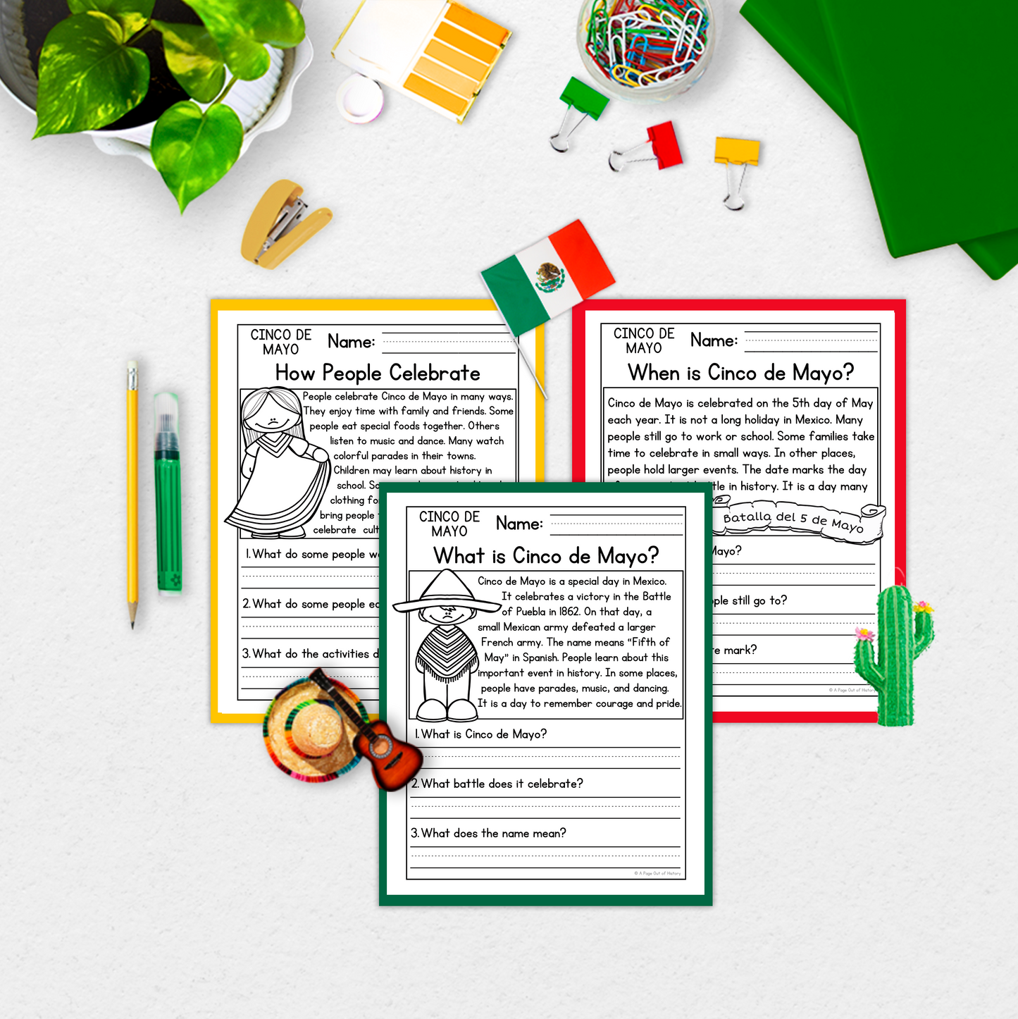 Cinco de Mayo Reading Comprehension Passages + Questions