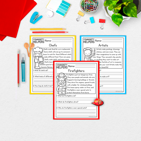 Community Helpers Reading Comprehension Passages + Questions