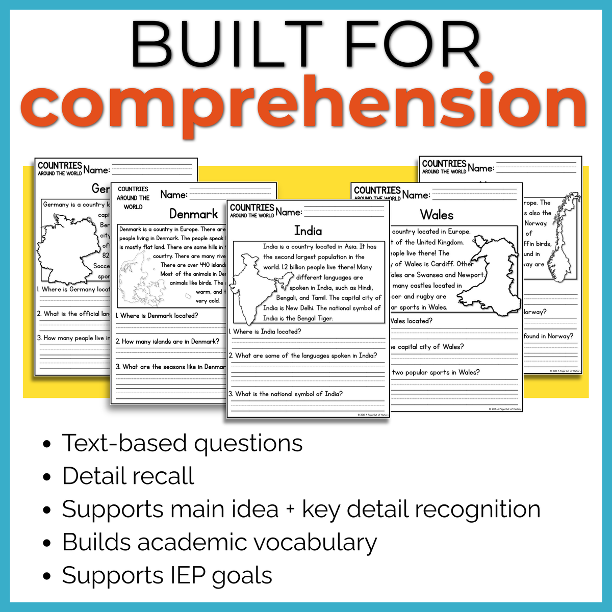 Countries Around the World Reading Comprehension Passages + Questions
