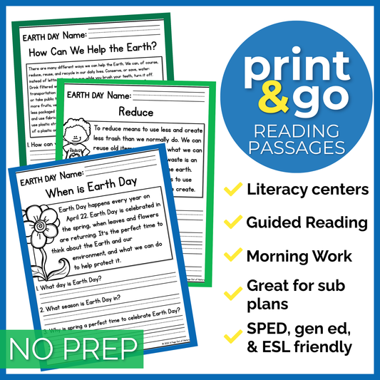 Earth Day Reading Comprehension Passages + Questions