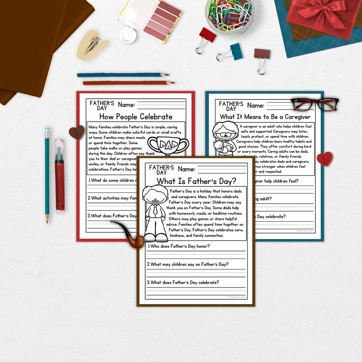 Father's Day Reading Comprehension Passages + Questions