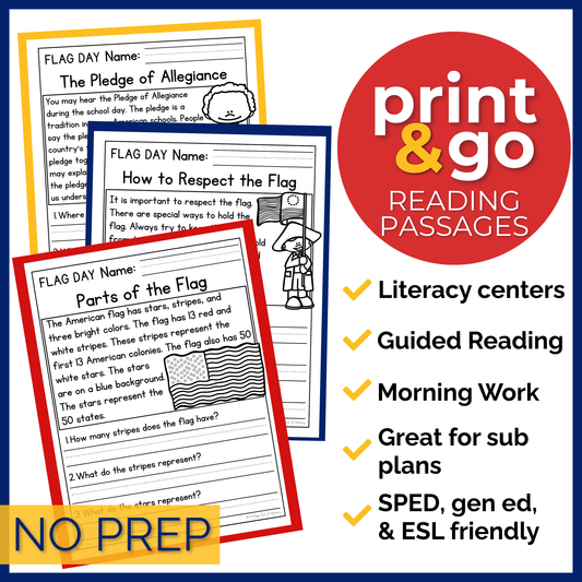 Flag Day Reading Comprehension Passages + Questions