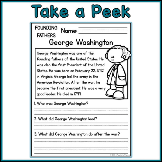 Founding Fathers Reading Comprehension Passages + Questions