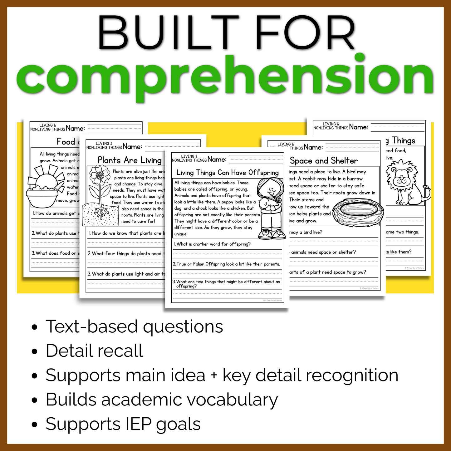 Living and Nonliving Things Reading Comprehension Passages + Questions
