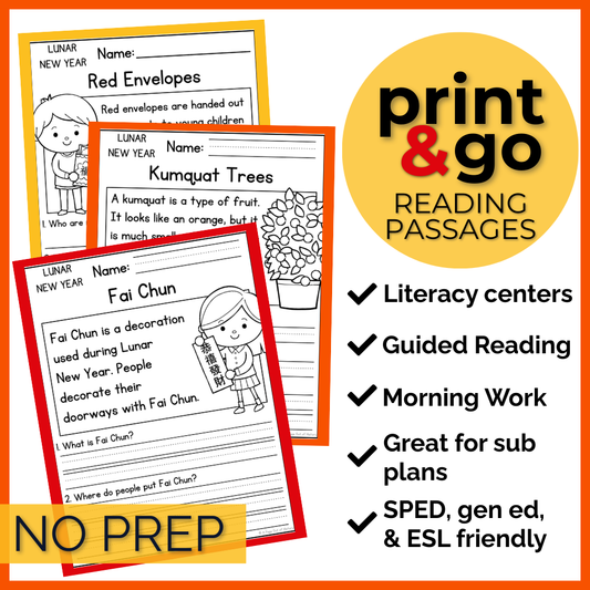 Lunar Chinese New Year Reading Comprehension Passages + Questions