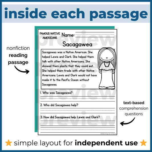 Native Americans Indigenous People Reading Comprehension Passages + Questions