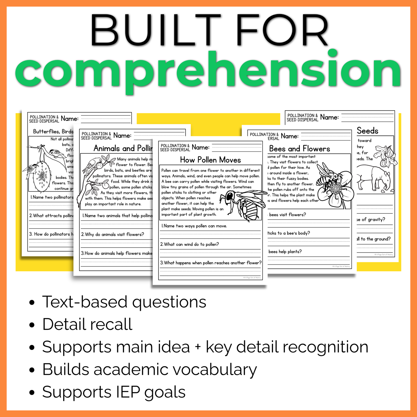 Pollination and Seed Dispersal Reading Comprehension Passages + Questions