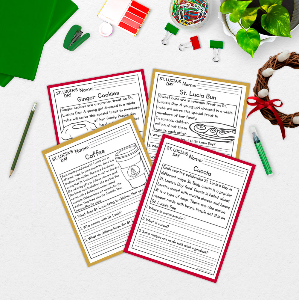 St. Lucias Day Reading Comprehension Passages + Questions