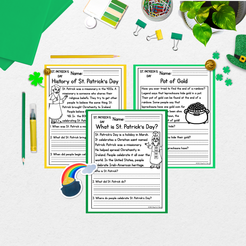 St. Patricks Day Reading Comprehension Passages + Questions