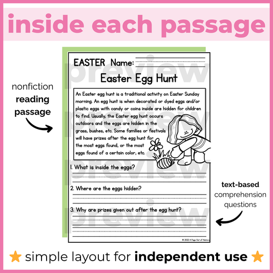 Easter Reading Comprehension Passages + Questions