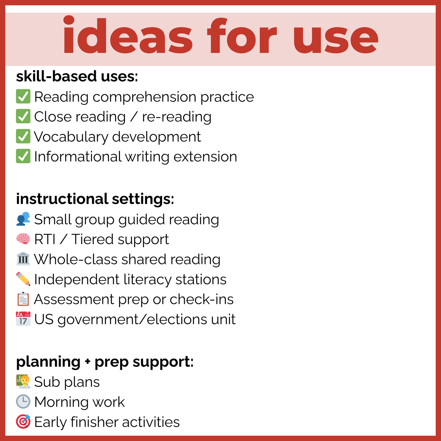 US Congress Reading Comprehension Passages + Questions