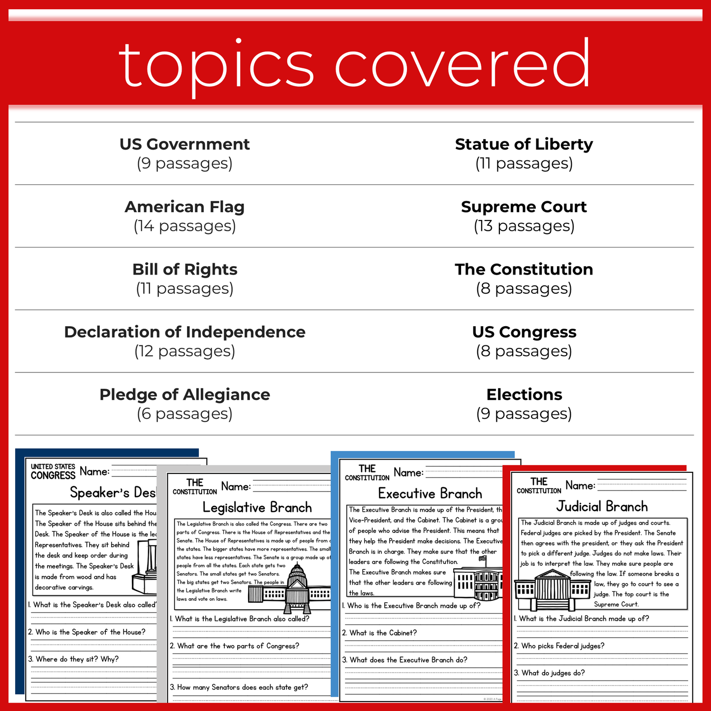 100+ Government Reading Comprehension Passages + Questions