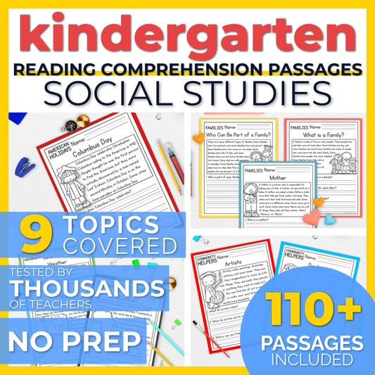 110+ Kindergarten Reading Comprehension Passages + Questions