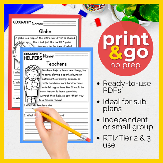 Kindergarten Reading Comprehension Passages + Questions