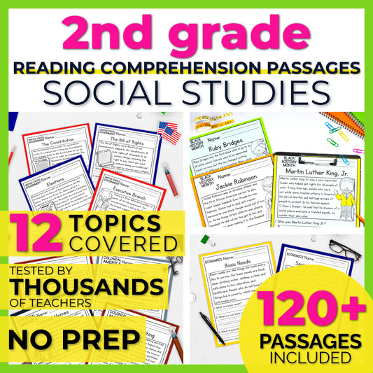 120+ 2nd grade Reading Comprehension Passages+Questions