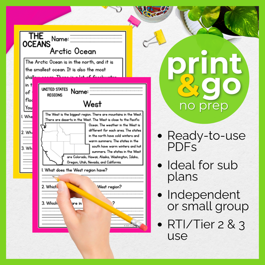 2nd grade Reading Comprehension Passages+Questions