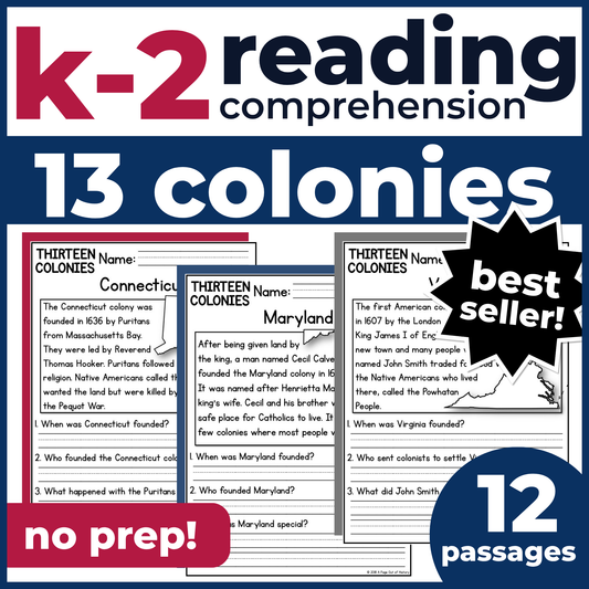 13 Colonies Reading Comprehension Passages + Questions
