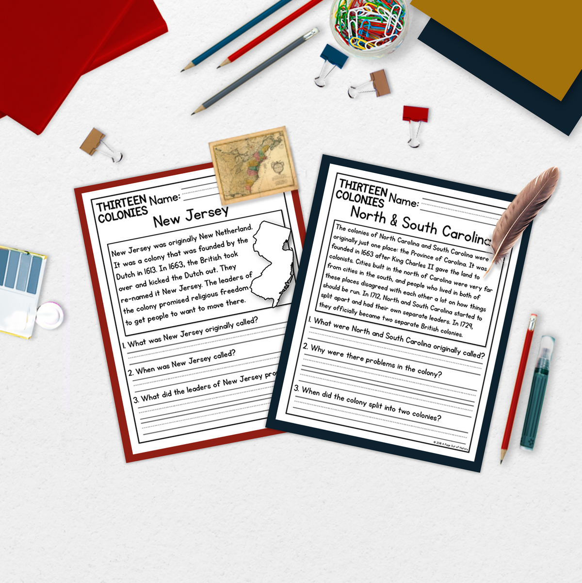 13 Colonies Reading Comprehension Passages + Questions