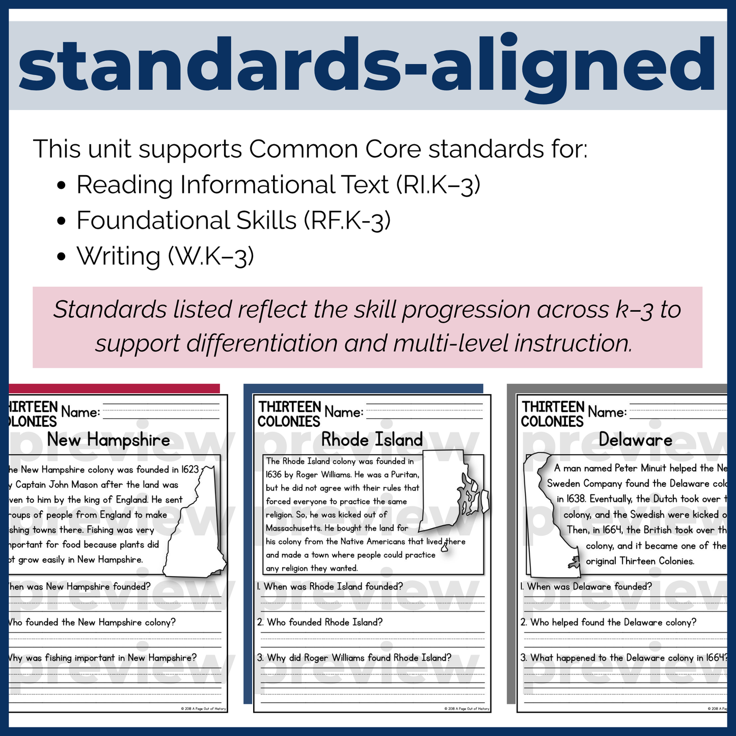 13 Colonies Reading Comprehension Passages + Questions
