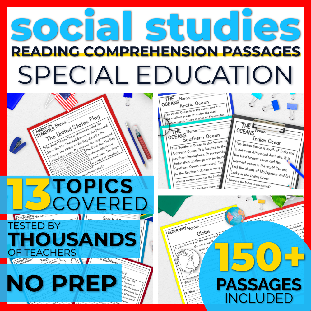 150+ Special Education Reading Comprehension Passages + Questions