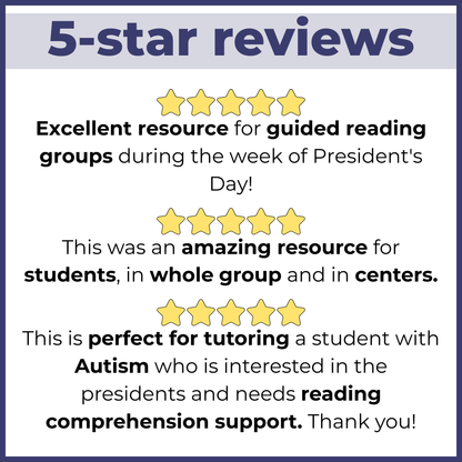 15+ President's Day Reading Comprehension Passages + Questions