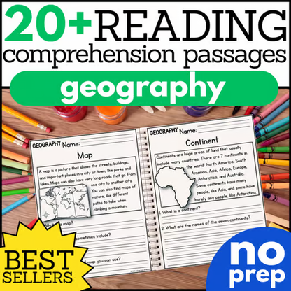 20+ Geography Reading Comprehension Passages + Questions