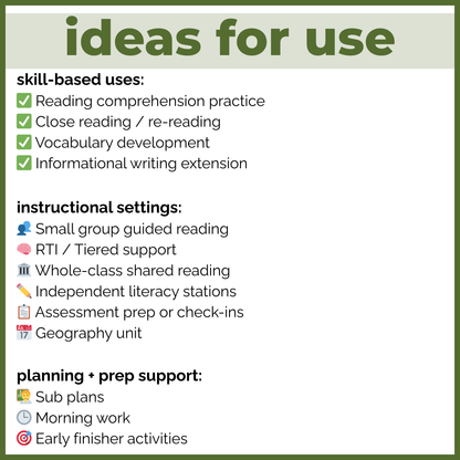 20+ Geography Reading Comprehension Passages + Questions