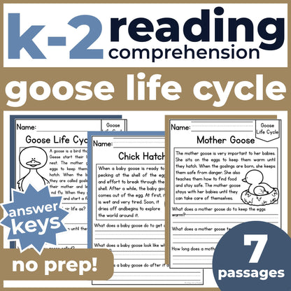 Goose Life Cycle Reading Comprehension Passages + Questions