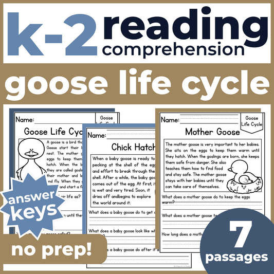 Goose Life Cycle Reading Comprehension Passages + Questions