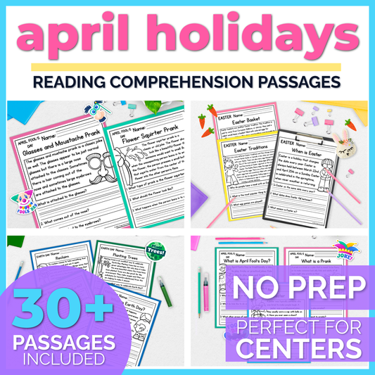 30+ April Holidays Reading Comprehension Passages + Questions