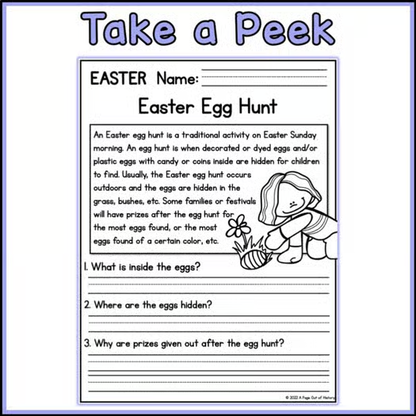 30+ April Holidays Reading Comprehension Passages + Questions