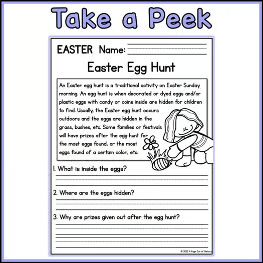 30+ April Holidays Reading Comprehension Passages + Questions