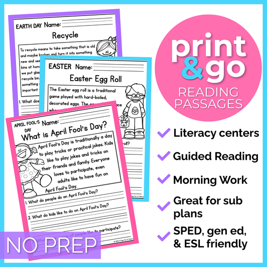 30+ April Holidays Reading Comprehension Passages + Questions