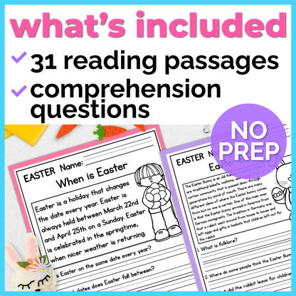 30+ April Holidays Reading Comprehension Passages + Questions
