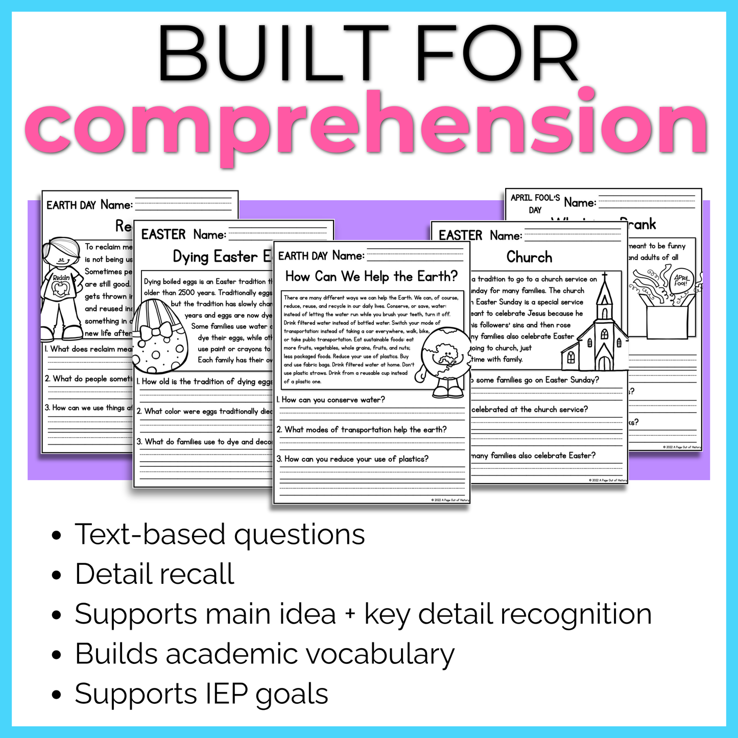 30+ April Holidays Reading Comprehension Passages + Questions