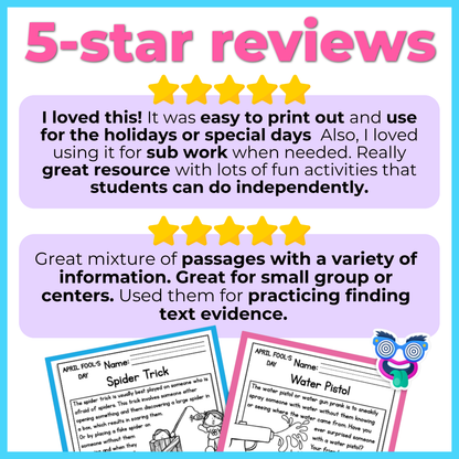 30+ April Holidays Reading Comprehension Passages + Questions