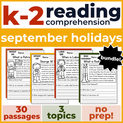 30+ September Holidays Reading Comprehension Passages + Questions