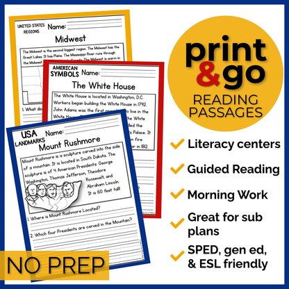 30+ US Geography Reading Comprehension Passages + Questions