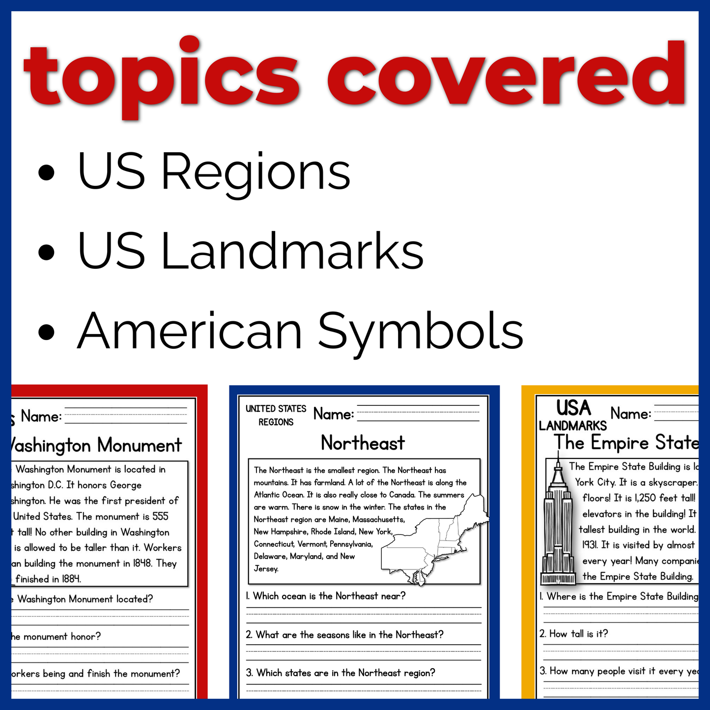 30+ US Geography Reading Comprehension Passages + Questions