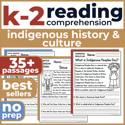 35+ Native American Indigenous History Reading Comprehension Passages + Questions