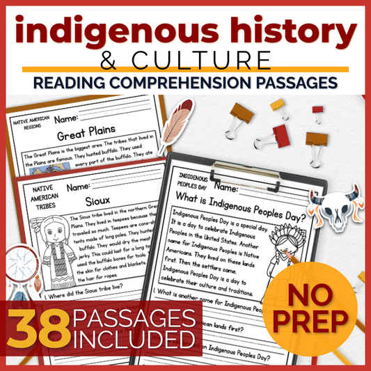35+ Native American Indigenous History Reading Comprehension Passages + Questions