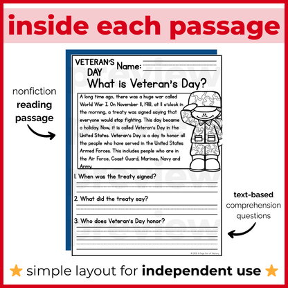 35+ Patriotic US Holidays Reading Comprehension Passages + Questions