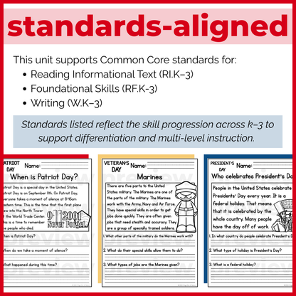 35+ Patriotic US Holidays Reading Comprehension Passages + Questions