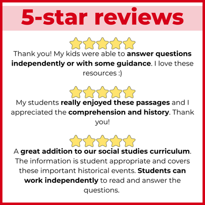 35+ Patriotic US Holidays Reading Comprehension Passages + Questions